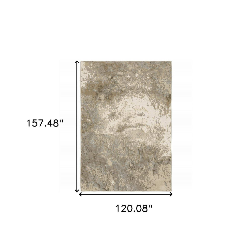 10' X 13' Gray and Ivory Abstract Power Loom Area Rug - Homeroots - Flyclothing LLC