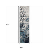 8' Runner Gray Abstract Power Loom Runner Rug - Homeroots - Flyclothing LLC