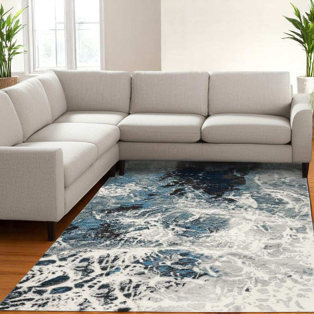 7' X 10' Gray Abstract Power Loom Area Rug - Homeroots - Flyclothing LLC