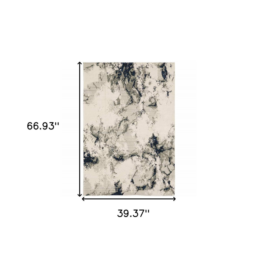 3' X 5' Gray and Black Abstract Power Loom Area Rug - Homeroots - Flyclothing LLC