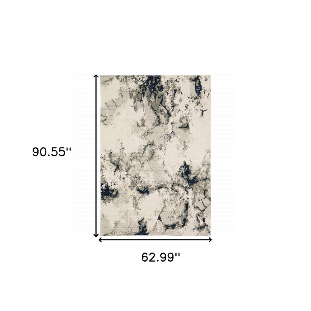 5' X 7' Gray and Black Abstract Power Loom Area Rug - Homeroots - Flyclothing LLC