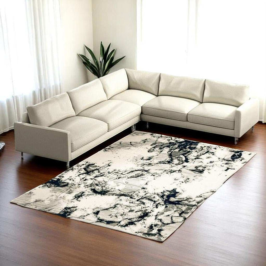 7' X 10' Gray and Black Abstract Power Loom Area Rug - Homeroots - Flyclothing LLC