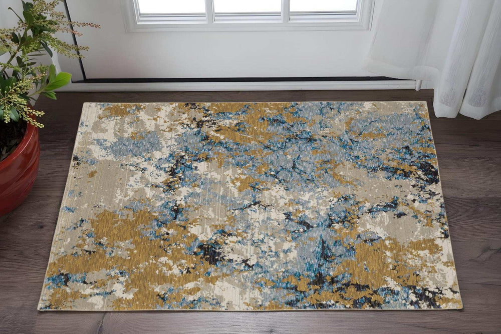 3' X 5' Gray and Ivory Abstract Power Loom Area Rug - Homeroots - Flyclothing LLC