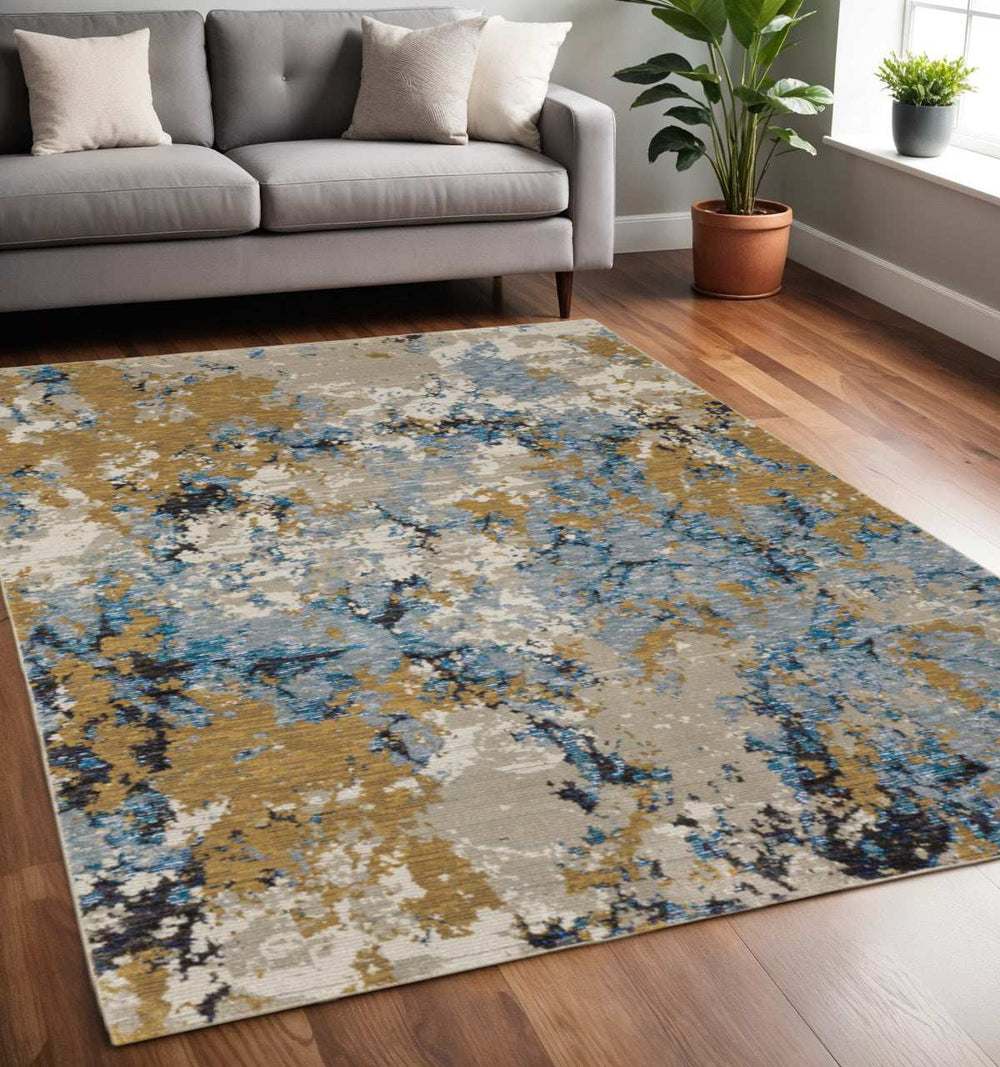5' X 7' Gray and Ivory Abstract Power Loom Area Rug - Homeroots - Flyclothing LLC