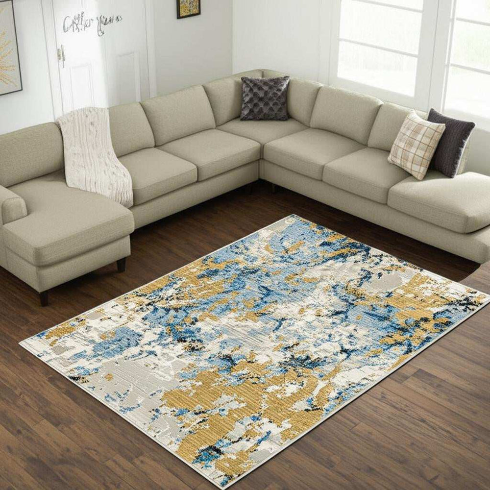 9' X 12' Gray and Ivory Abstract Power Loom Area Rug - Homeroots - Flyclothing LLC