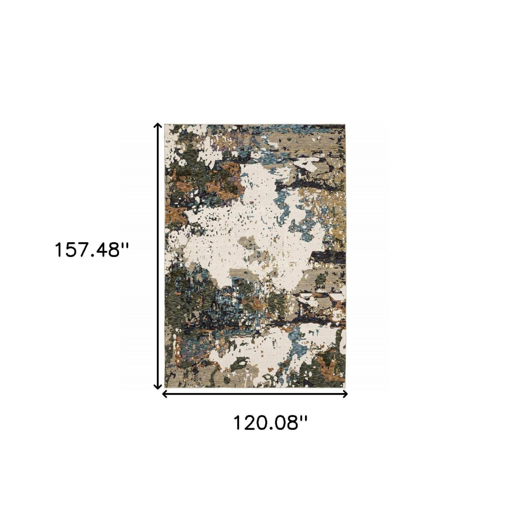 10' X 13' Blue and Ivory Abstract Power Loom Area Rug - Homeroots - Flyclothing LLC