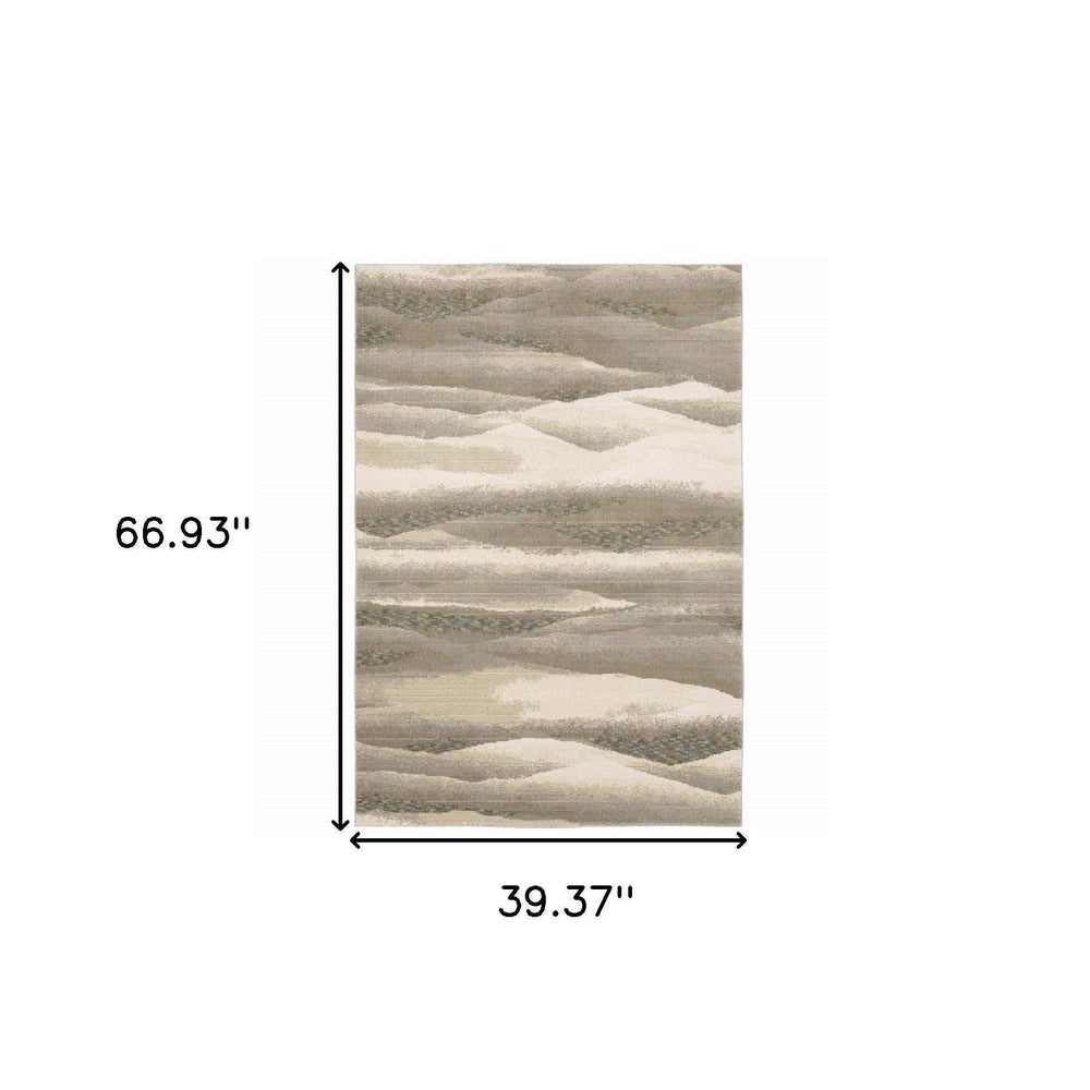 3' X 5' Blue and Gray Abstract Power Loom Area Rug - Homeroots - Flyclothing LLC