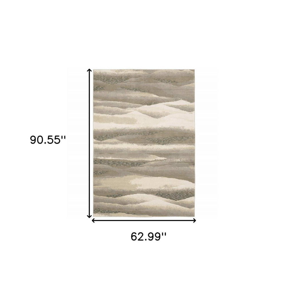 5' X 7' Blue and Gray Abstract Power Loom Area Rug - Homeroots - Flyclothing LLC