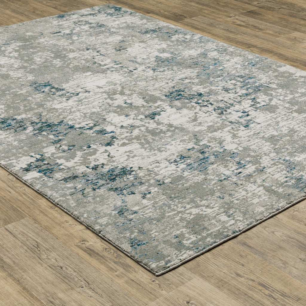 2' X 3' Blue and Beige Abstract Power Loom Area Rug - Homeroots - Flyclothing LLC