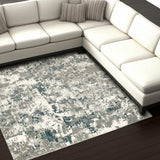 7' X 10' Blue and Beige Abstract Power Loom Area Rug - Homeroots - Flyclothing LLC
