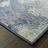 12' Runner Navy and Ivory Abstract Power Loom Runner Rug - Homeroots - Flyclothing LLC