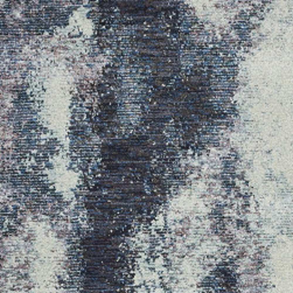 12' Runner Navy and Ivory Abstract Power Loom Runner Rug - Homeroots - Flyclothing LLC