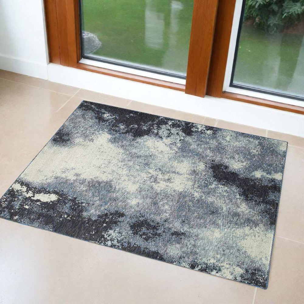 3' X 5' Blue and Ivory Abstract Power Loom Area Rug - Homeroots - Flyclothing LLC