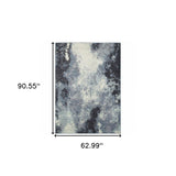 5' X 7' Blue and Ivory Abstract Power Loom Area Rug - Homeroots - Flyclothing LLC