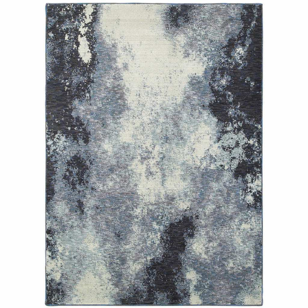 8' X 11' Blue and Ivory Abstract Power Loom Area Rug - Homeroots - Flyclothing LLC