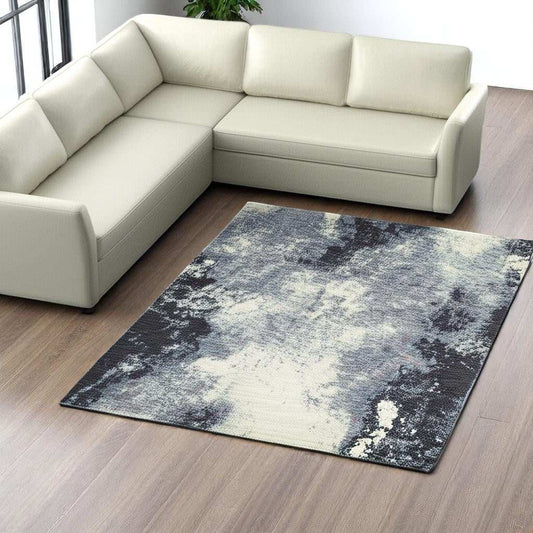 8' X 11' Blue and Ivory Abstract Power Loom Area Rug - Homeroots - Flyclothing LLC