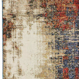 8' Runner Blue and Beige Abstract Power Loom Runner Rug - Homeroots - Flyclothing LLC