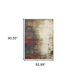 5' X 7' Blue and Beige Abstract Power Loom Area Rug - Homeroots - Flyclothing LLC