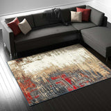 5' X 7' Blue and Beige Abstract Power Loom Area Rug - Homeroots - Flyclothing LLC