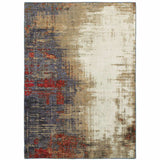 7' X 10' Blue and Beige Abstract Power Loom Area Rug - Homeroots - Flyclothing LLC