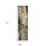 12' Runner Blue and Brown Abstract Power Loom Runner Rug - Homeroots - Flyclothing LLC