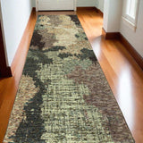 12' Runner Blue and Brown Abstract Power Loom Runner Rug - Homeroots - Flyclothing LLC