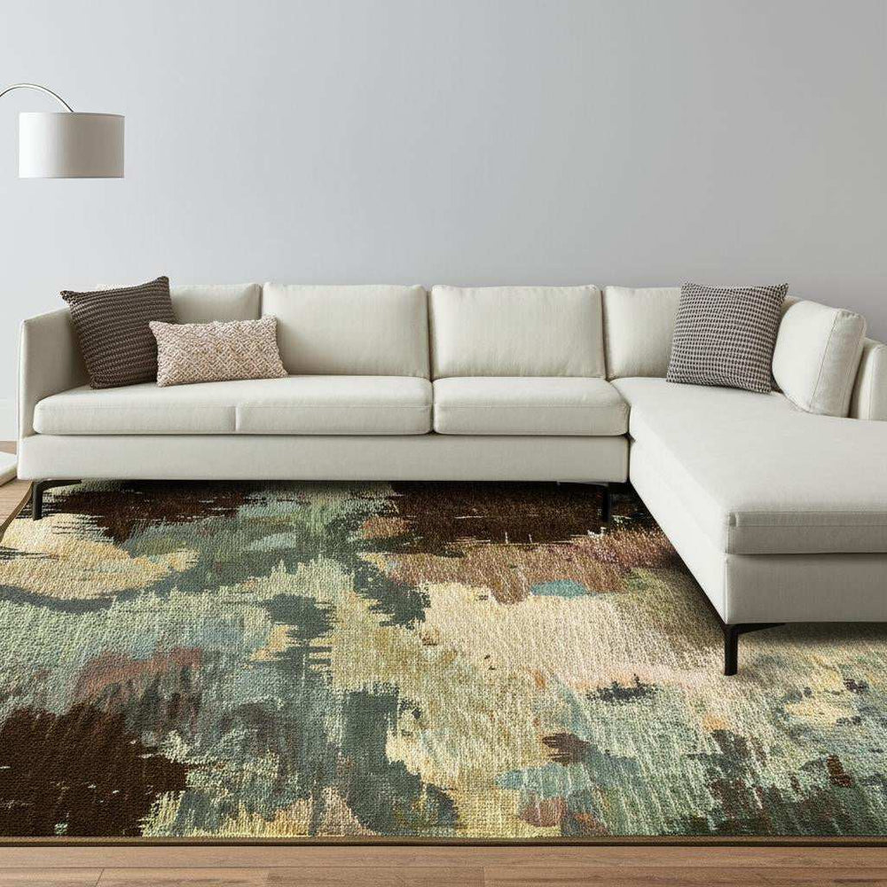 8' X 11' Blue and Ivory Abstract Power Loom Area Rug - Homeroots - Flyclothing LLC