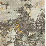 12' Runner Grey and Gold Abstract Power Loom Runner Rug - Homeroots - Flyclothing LLC