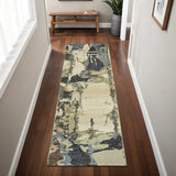8' Runner Blue and Gray Abstract Power Loom Runner Rug - Homeroots - Flyclothing LLC
