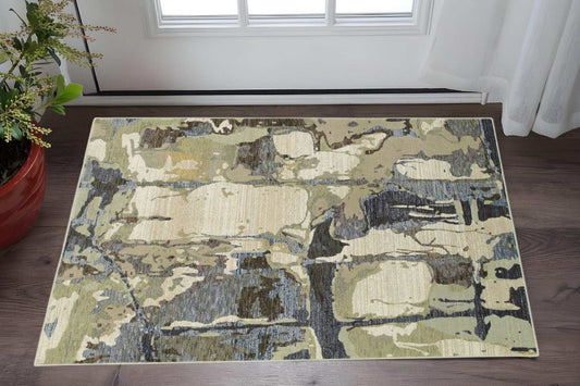 3' X 5' Blue and Gray Abstract Power Loom Area Rug - Homeroots - Flyclothing LLC