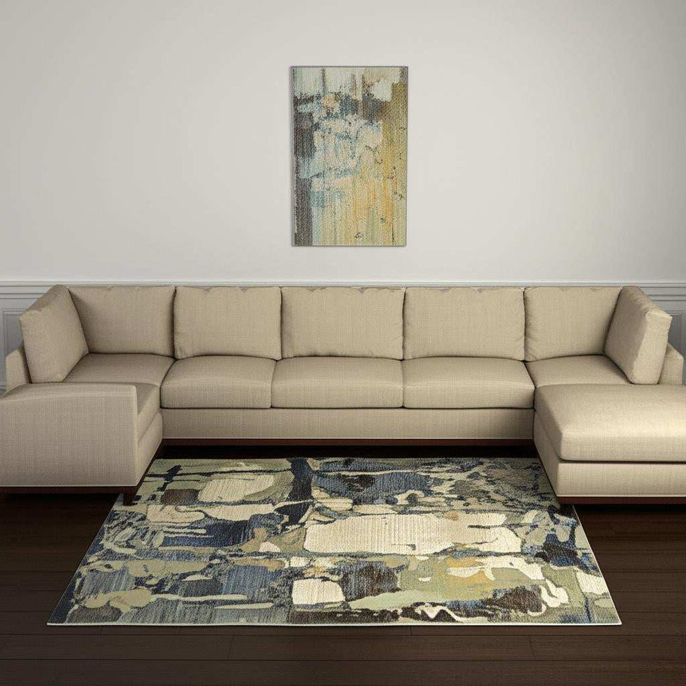 8' X 11' Blue and Gray Abstract Power Loom Area Rug - Homeroots - Flyclothing LLC