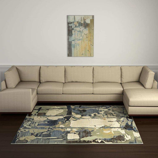 8' X 11' Blue and Gray Abstract Power Loom Area Rug - Homeroots - Flyclothing LLC