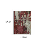 10' X 13' Red and Beige Abstract Power Loom Area Rug - Homeroots - Flyclothing LLC