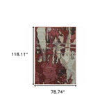 7' X 10' Red and Beige Abstract Power Loom Area Rug - Homeroots - Flyclothing LLC