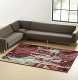 7' X 10' Red and Beige Abstract Power Loom Area Rug - Homeroots - Flyclothing LLC