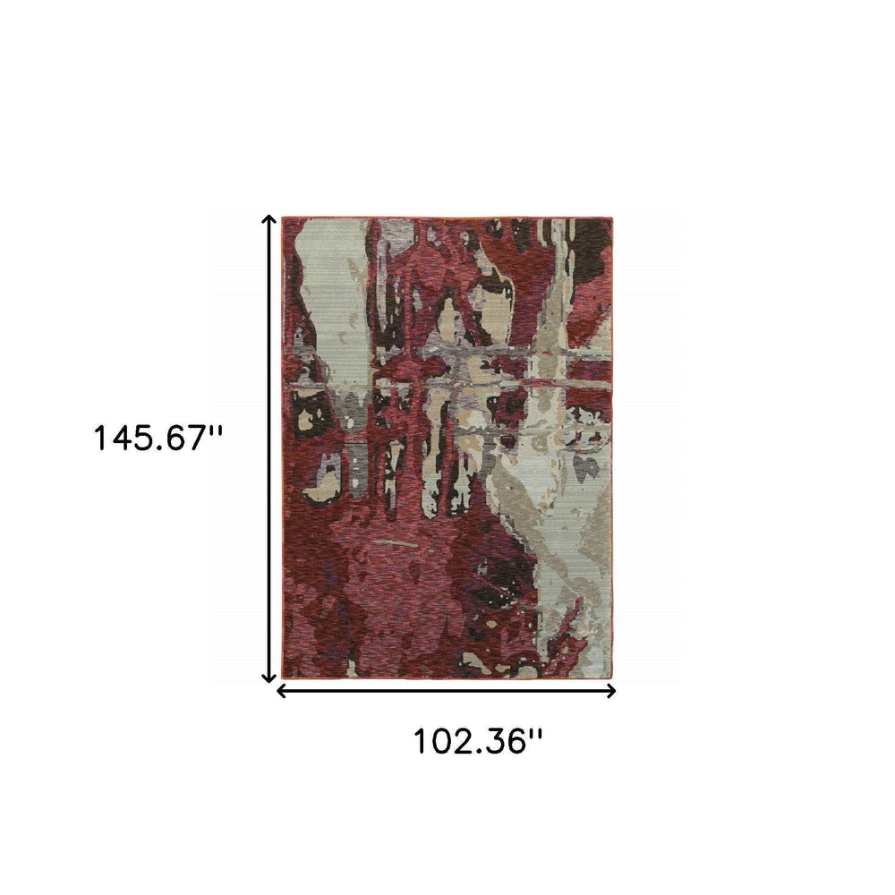9' X 12' Red and Beige Abstract Power Loom Area Rug - Homeroots - Flyclothing LLC