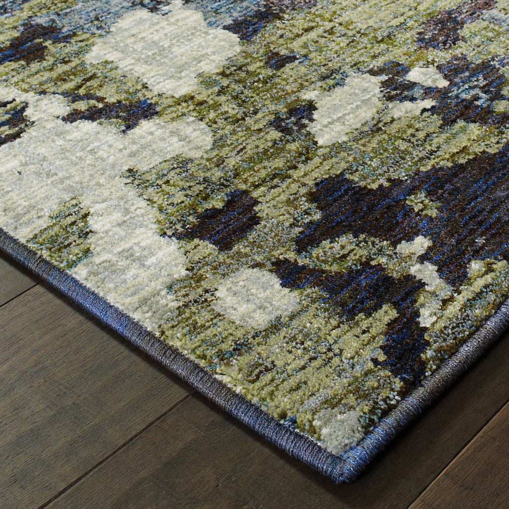 2' X 3' Blue and Green Abstract Power Loom Area Rug - Homeroots - Flyclothing LLC