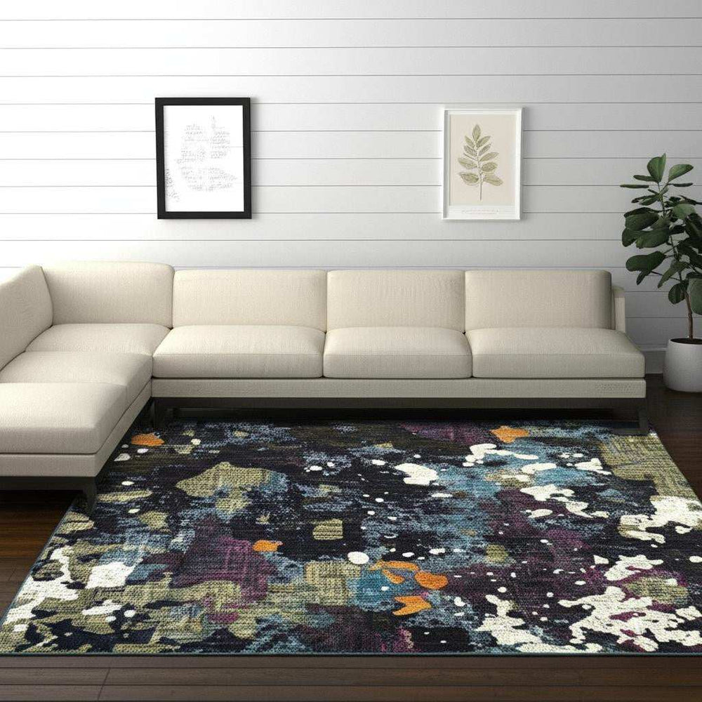 7' X 10' Blue and Green Abstract Power Loom Area Rug - Homeroots - Flyclothing LLC