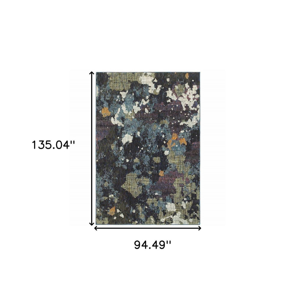 8' X 11' Blue and Green Abstract Power Loom Area Rug - Homeroots - Flyclothing LLC