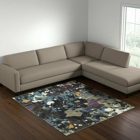 8' X 11' Blue and Green Abstract Power Loom Area Rug - Homeroots - Flyclothing LLC