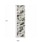 12' Runner Charcoal and White Abstract Power Loom Runner Rug - Homeroots - Flyclothing LLC