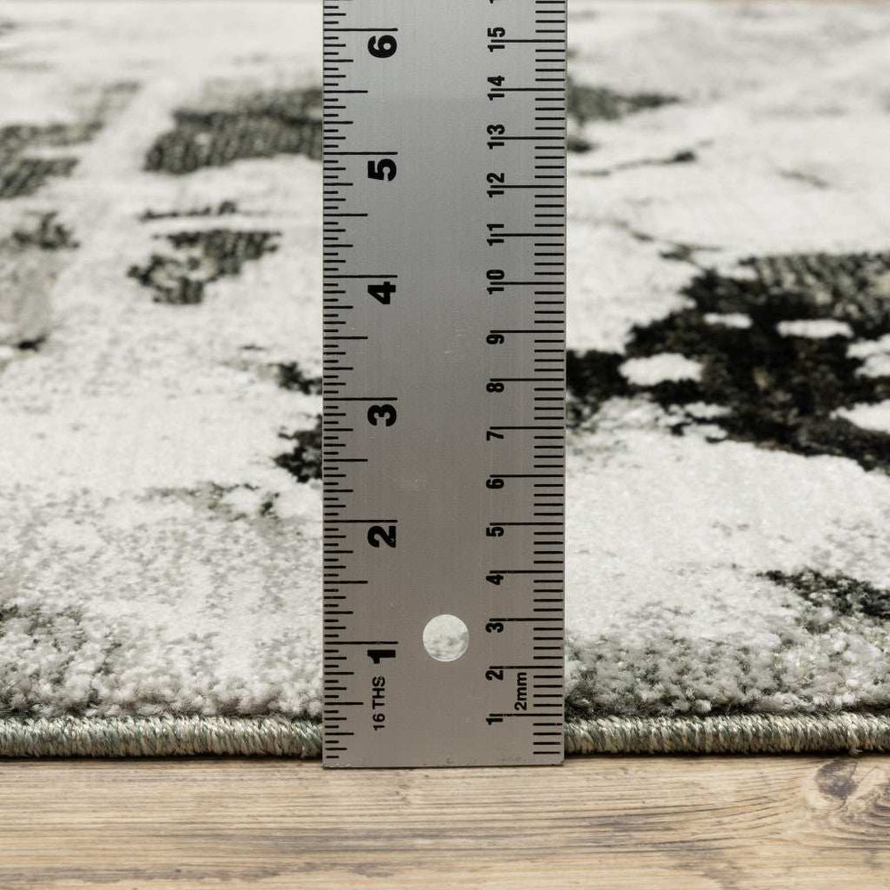 12' Runner Charcoal and White Abstract Power Loom Runner Rug - Homeroots - Flyclothing LLC