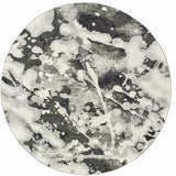 8' Gray and White Round Abstract Power Loom Area Rug - Homeroots - Flyclothing LLC