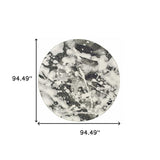 8' Gray and White Round Abstract Power Loom Area Rug - Homeroots - Flyclothing LLC