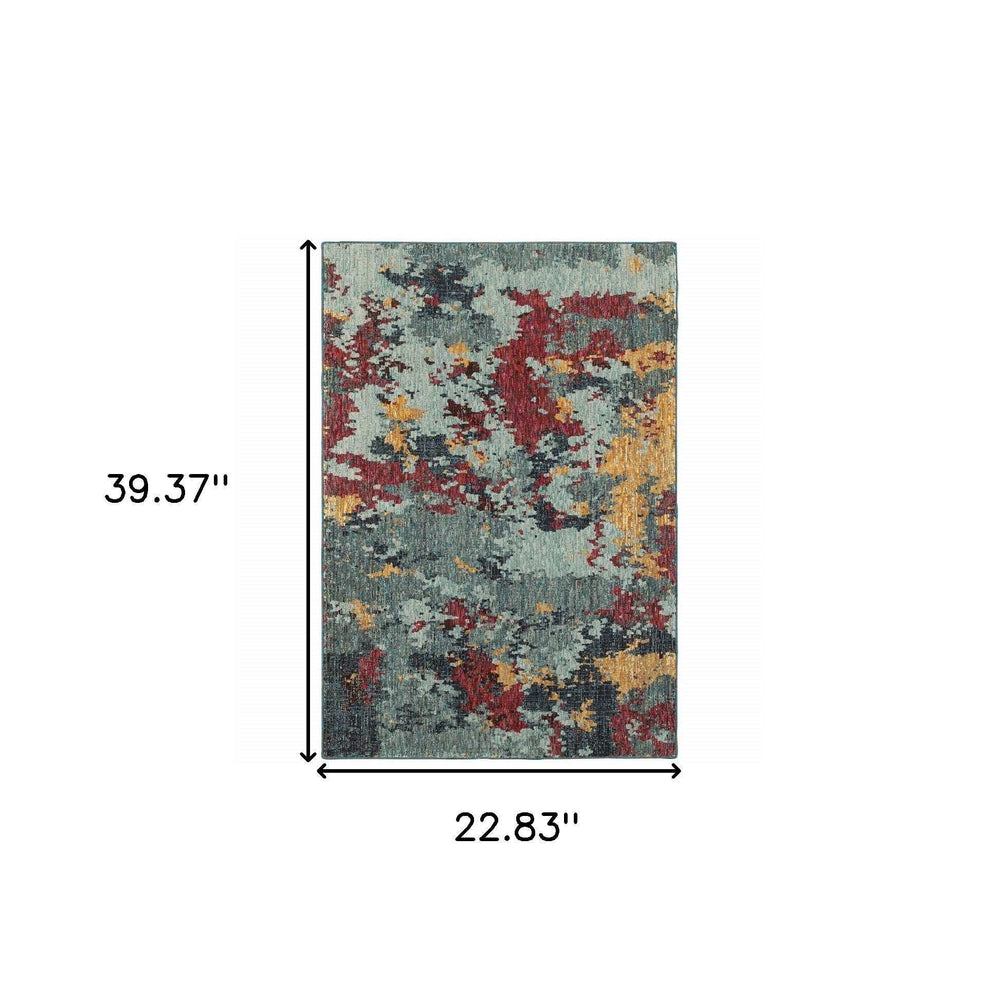 2' X 3' Blue Abstract Power Loom Area Rug - Homeroots - Flyclothing LLC