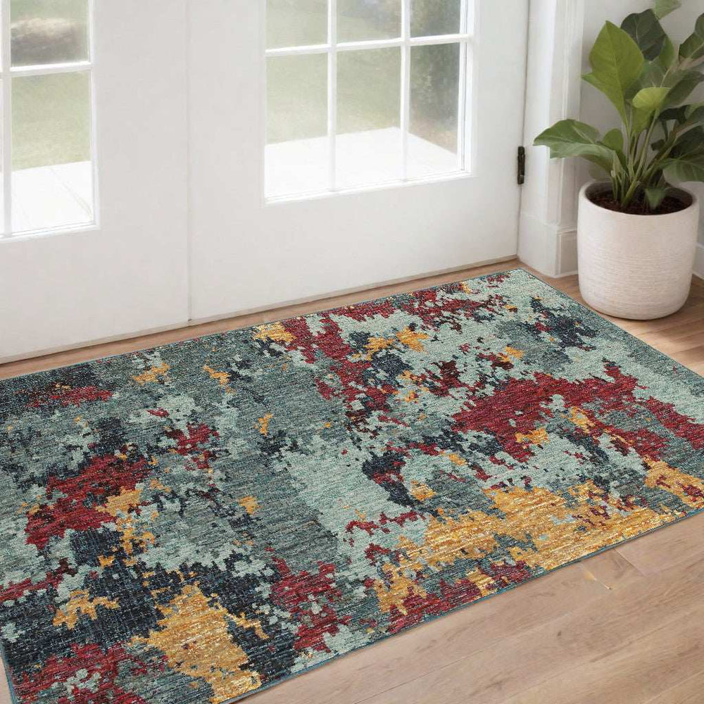 3' X 5' Blue Abstract Power Loom Area Rug - Homeroots - Flyclothing LLC