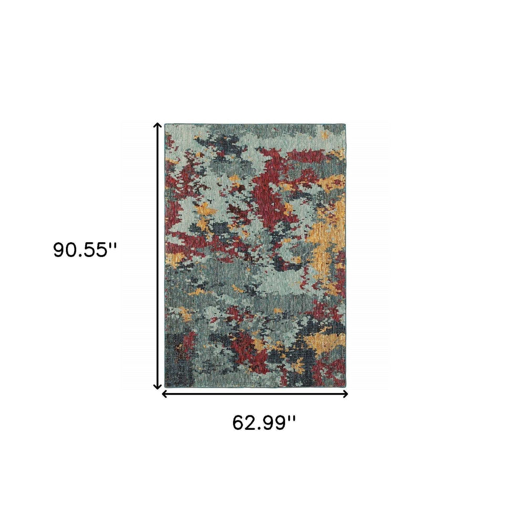 5' X 7' Blue Abstract Power Loom Area Rug - Homeroots - Flyclothing LLC