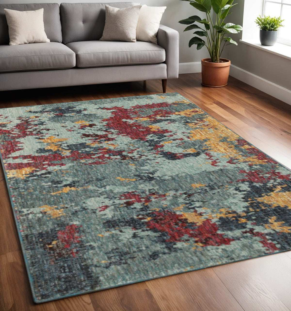 5' X 7' Blue Abstract Power Loom Area Rug - Homeroots - Flyclothing LLC