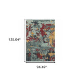 8' X 11' Blue Abstract Power Loom Area Rug - Homeroots - Flyclothing LLC