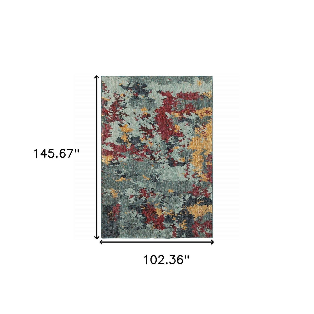 9' X 12' Blue and Beige Abstract Power Loom Area Rug - Homeroots - Flyclothing LLC